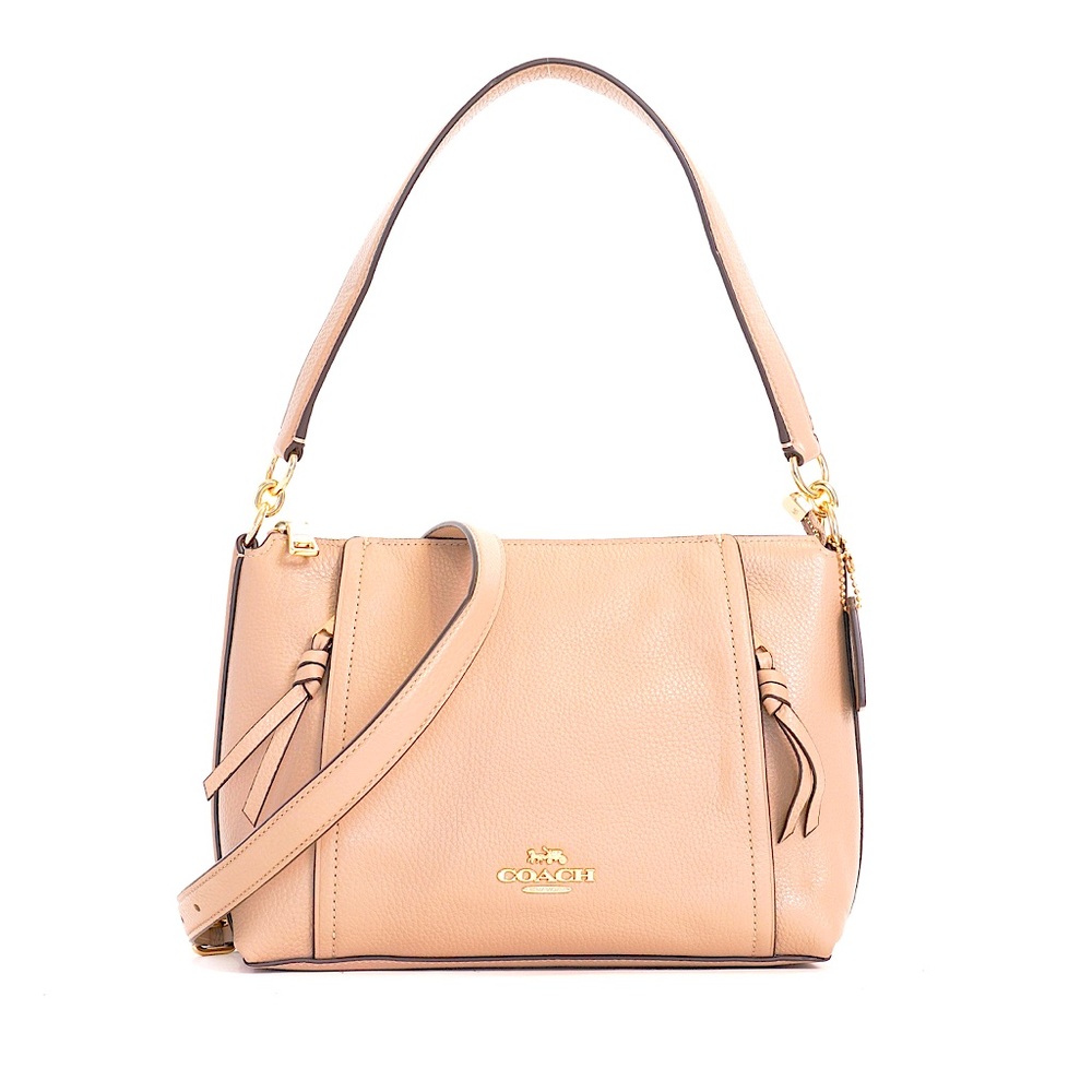 Coach Marlon Pebbled Leather Hobo Shoulder Bag in Taupe